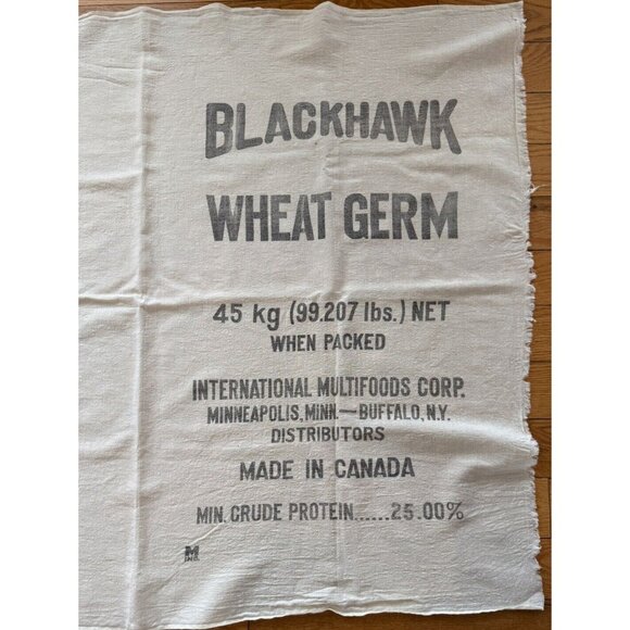 Vintage Sack Cloth Blackhawk Wheat Germ Bag Made In Canada Cut Open 45” X 37” - Picture 2 of 5